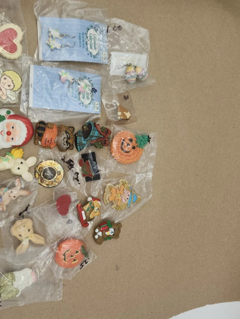 Huge lot Vintage Valentine's Holiday Pins earrings jewelery Halloween Christmas